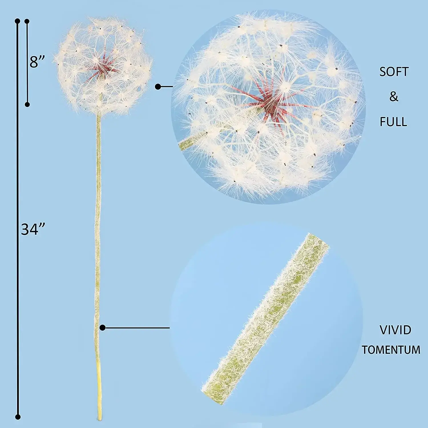 (2 Pcs)Artificial Dandelion Flower, Giant Faux Dandelion Flowers Artificial Dandelion Flowers for Home Decoration