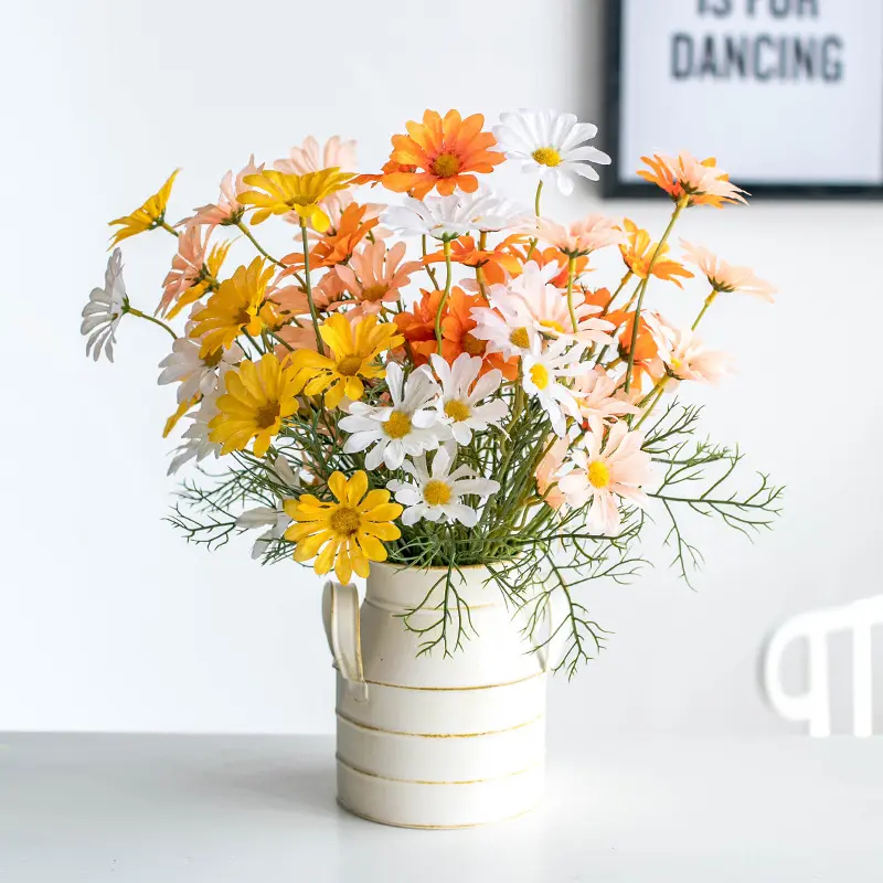 Artificial Daisy Flower Bouquet, Long Branch Bouquet, White, Non-woven, Valentine's Day, Home Decoration, Wedding, High Quality