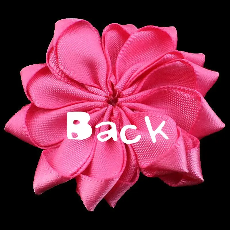 5pcs/lot  2" 25Colors NEW ARRIVAL Artificial Satin Ribbon Flowers+Alloy Rhinestone Button For Baby Girl Headbands Accessories