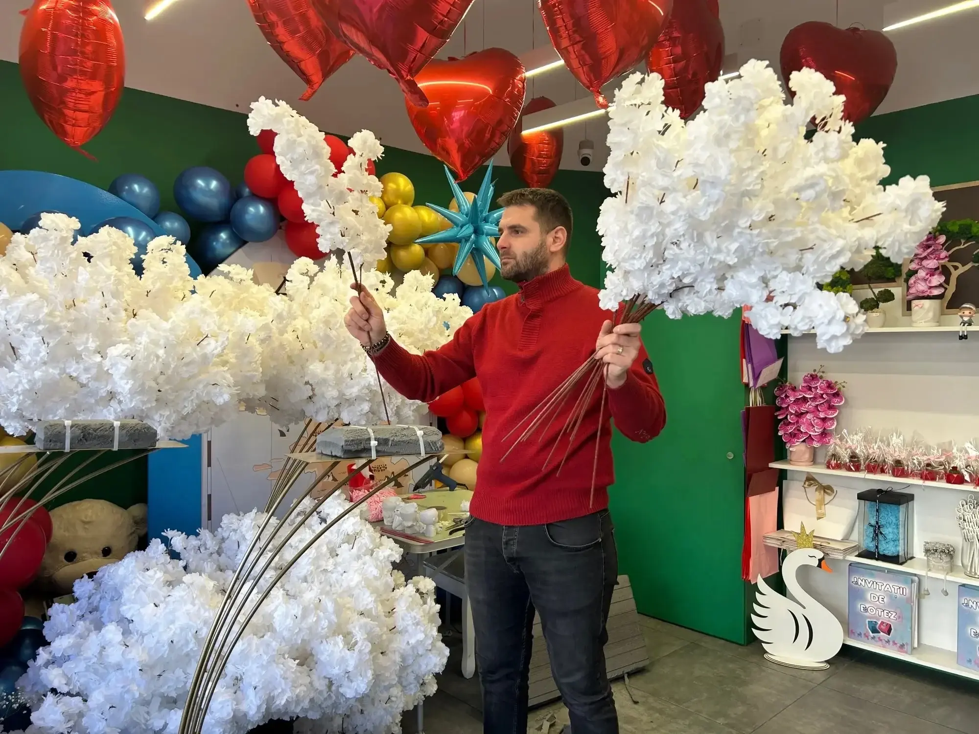 100-600 pcs 140-Heads Artificial Flowers Cherry Blossoms Wedding Arch Decorate Fake Flower Silk Hydrangea White Branch Home Deco