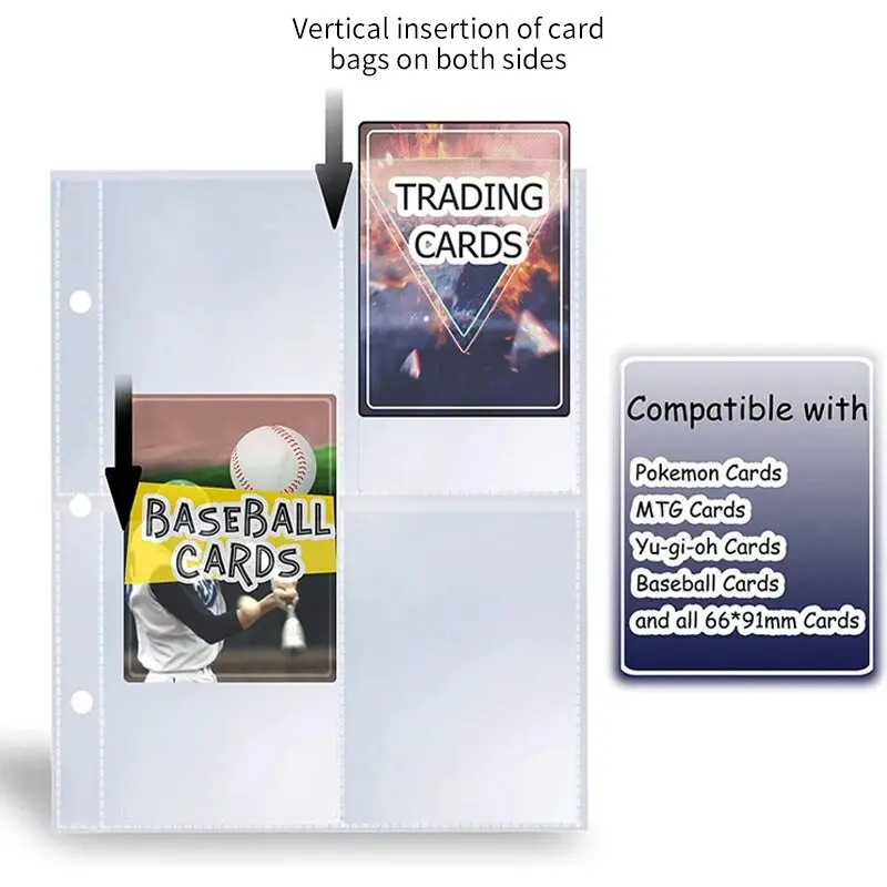 10/15/20 Pcs/Pack Four-pocket Transparent Plastic Page Protector Loose-leaf Protector Suitable For Pages Postcards Photo Cards