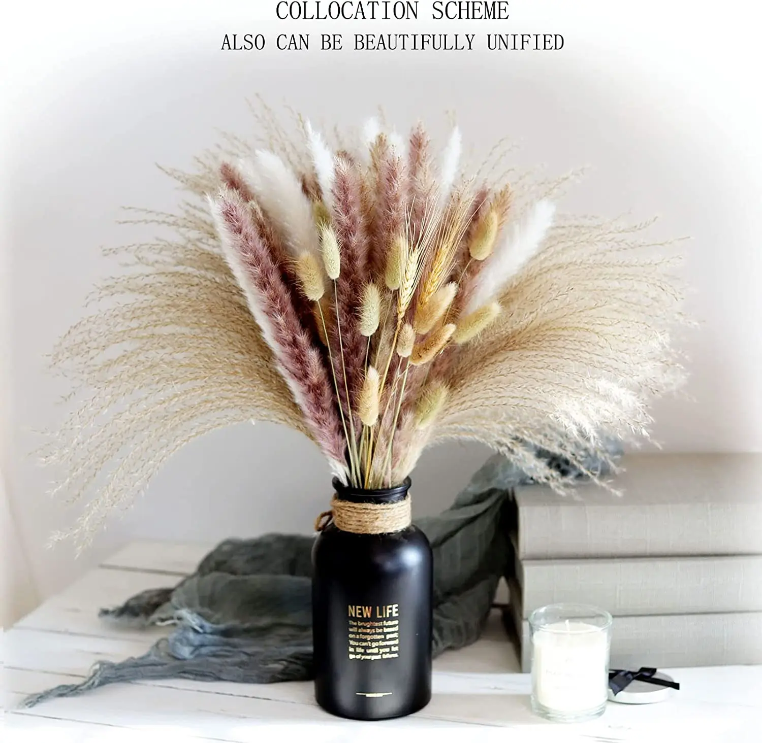 Natural Dried Reed Pampa Grass Bouquet,Boho Home Decor Bouquet, Phragmites Dried Flowers,Bouquet for Wedding Ramadan Decoration