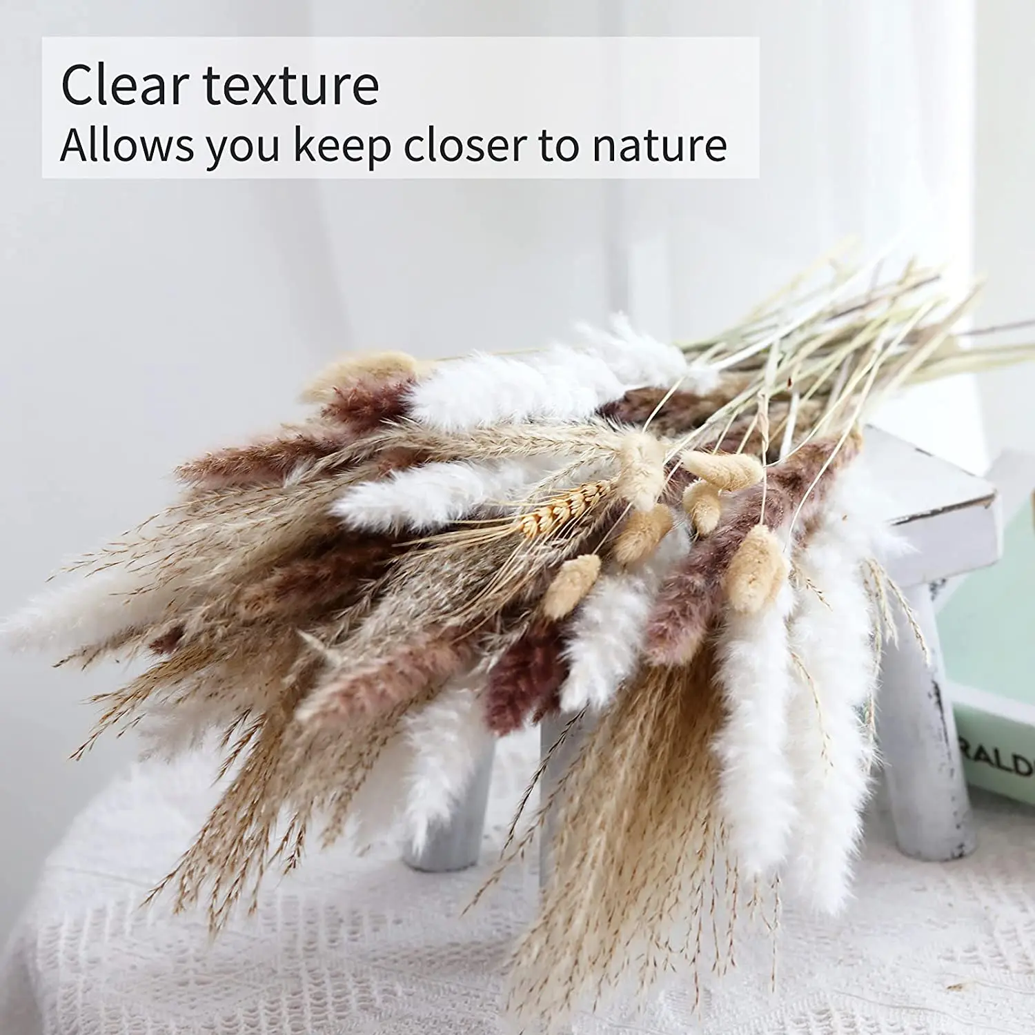 Natural Dried Reed Pampa Grass Bouquet,Boho Home Decor Bouquet, Phragmites Dried Flowers,Bouquet for Wedding Ramadan Decoration