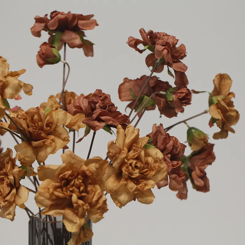 85CM Burnt Edge Rose Artificial Flower Wedding Stage Decoration Home Ornament European Retro Rose Peony