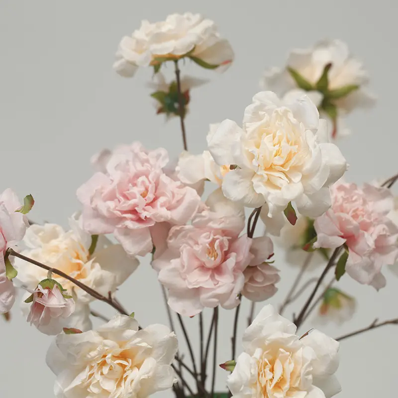 85CM Burnt Edge Rose Artificial Flower Wedding Stage Decoration Home Ornament European Retro Rose Peony
