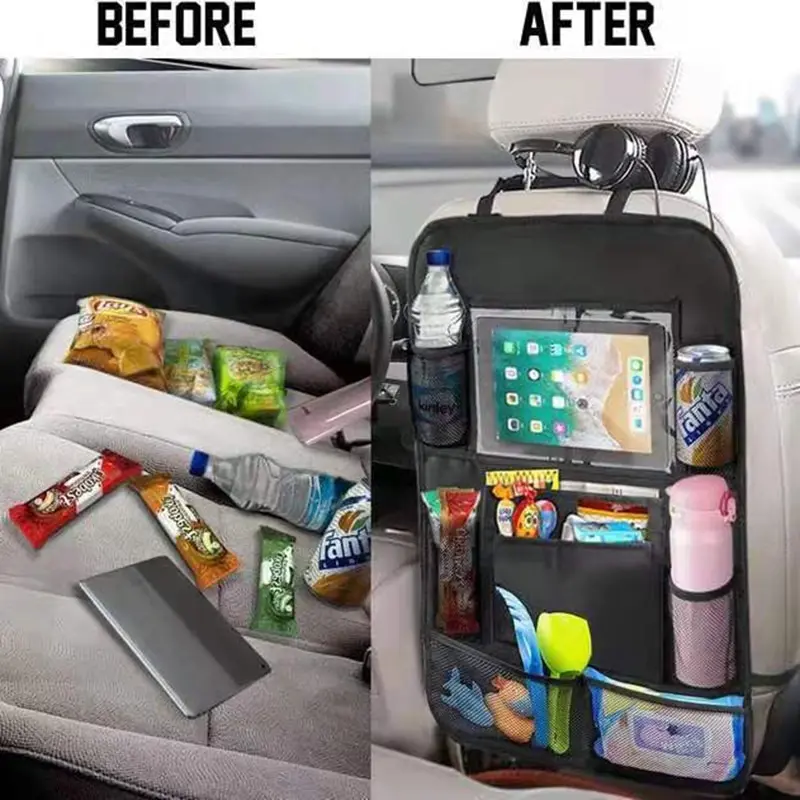 Car Seat Organizer Multifunctional Oxford Fabric Car Back Multi Pocket Storage Bag with Tablet Holder Protector for Kids