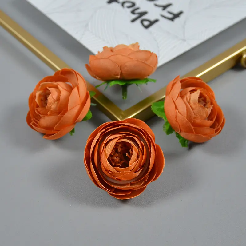 50pcs 24Colors Silk Rose Bud Flower Heads Home Simulation Flower Wedding Decor For Scrapbooking Handicraft Festival Decoration