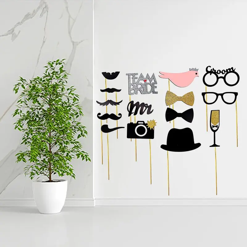 Creative Wedding Party Handheld Photo Props Bride and Groom Team Shooting Decorations Funny Birthday Party DIY Shooting