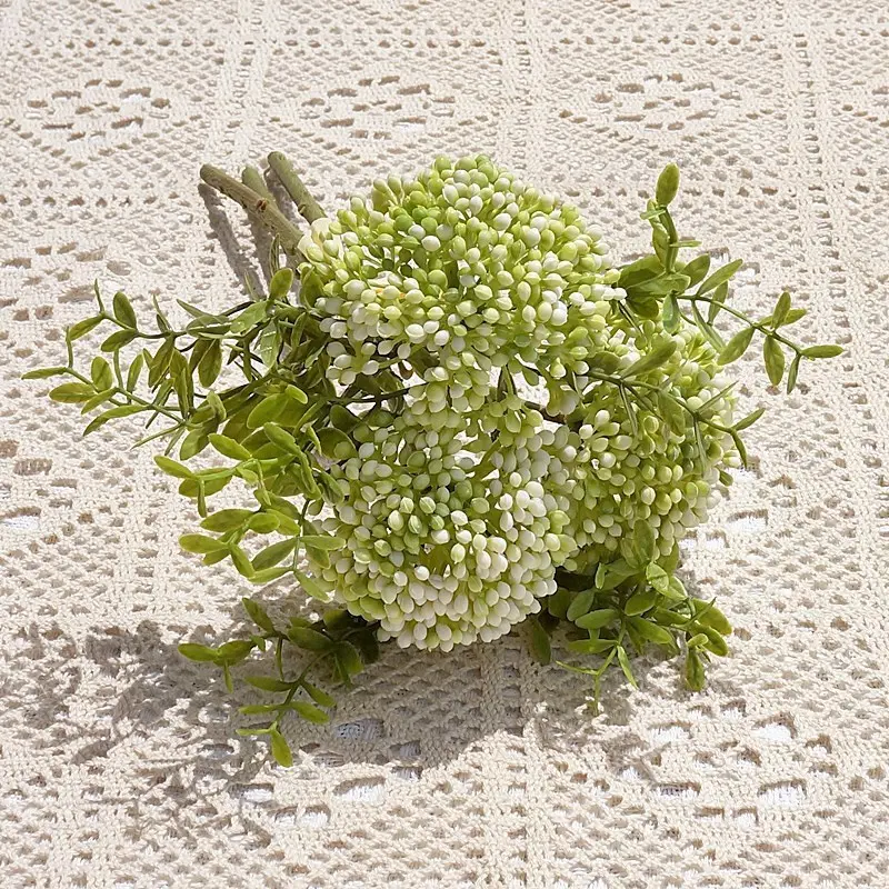 11 Inch Hydrangea and Oat Grapes Artificial Flower for Home Decor Wedding Photography Prop
