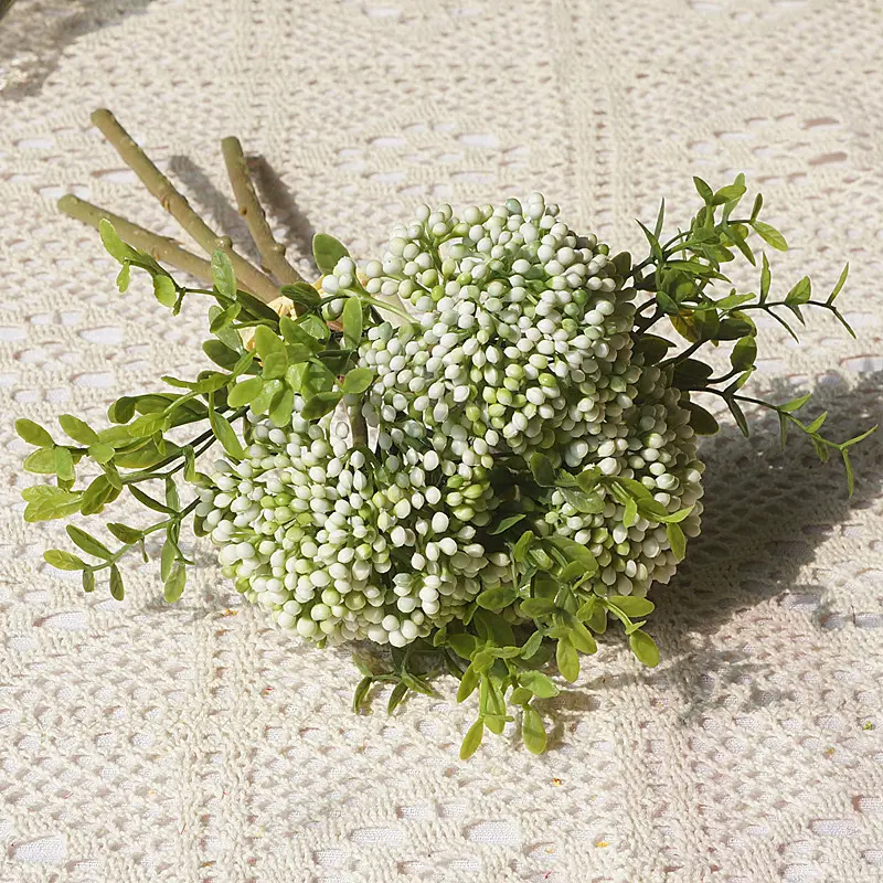 11 Inch Hydrangea and Oat Grapes Artificial Flower for Home Decor Wedding Photography Prop