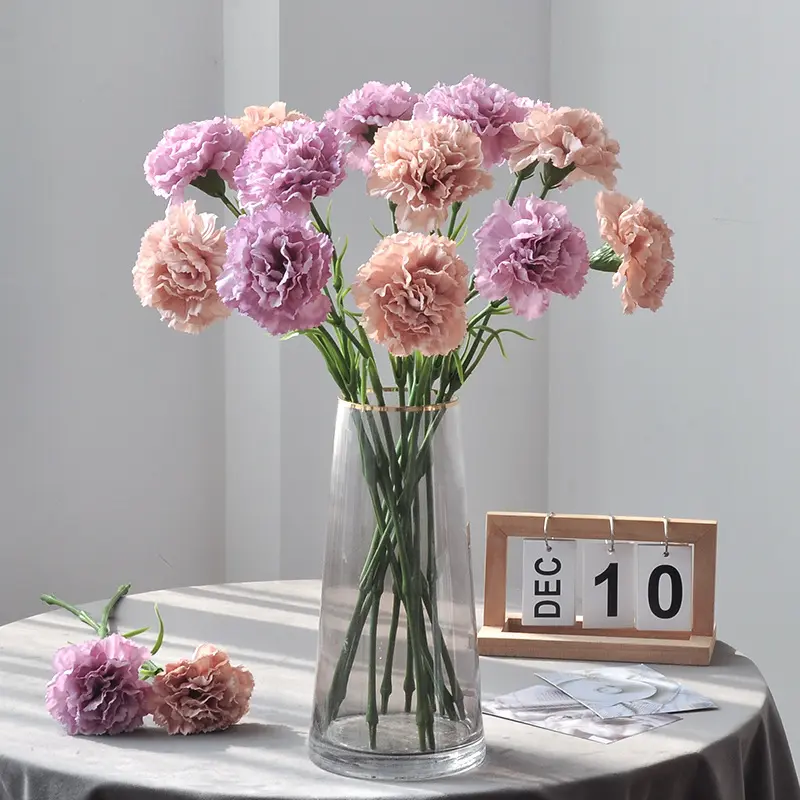 20 Inch Artificial Carnation Real Touch Silk Flower for DIY Corsage Headpiece Home Wedding Decor