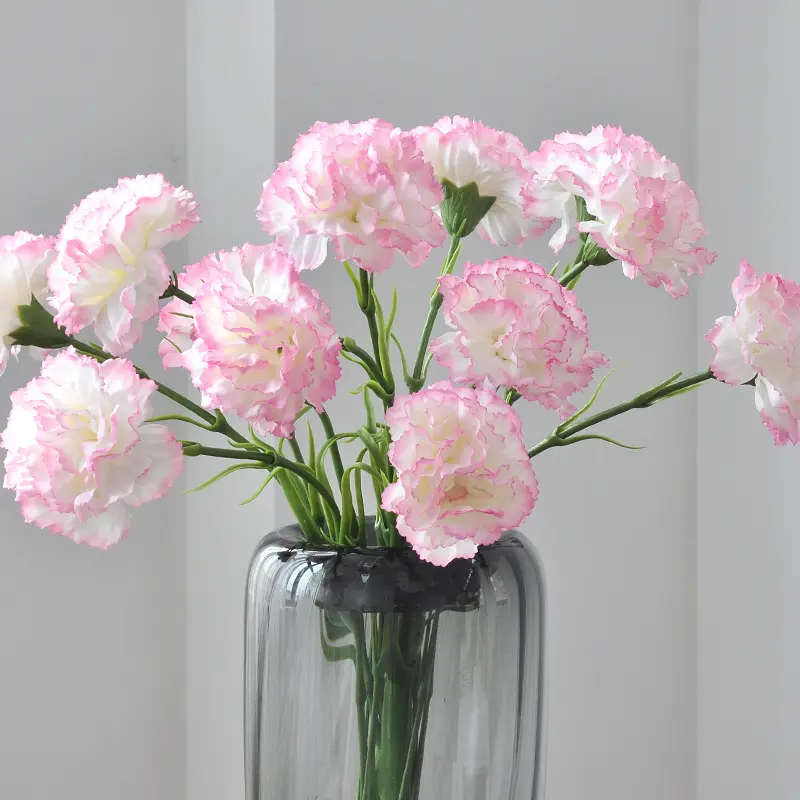 20 Inch Artificial Carnation Real Touch Silk Flower for DIY Corsage Headpiece Home Wedding Decor