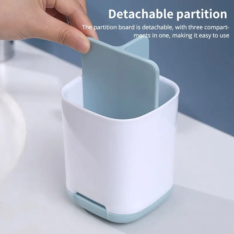 Toothbrush Holder Bathroom Multifunctional Compartment Draining Storage Rack Cosmetic Toiletries Organizing Storage Box