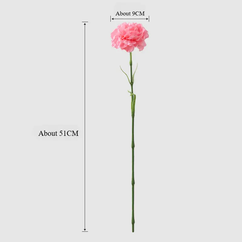 20 Inch Artificial Carnation Real Touch Silk Flower for DIY Corsage Headpiece Home Wedding Decor
