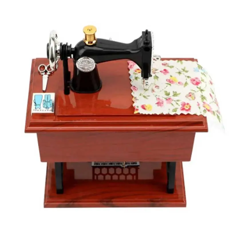 Retro Mini Sewing Music Box Sewing Machine Model Creative Gift Birthday Gift Home Decoration Desktop Decoration