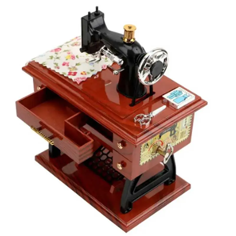 Retro Mini Sewing Music Box Sewing Machine Model Creative Gift Birthday Gift Home Decoration Desktop Decoration
