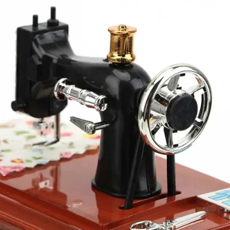 Retro Mini Sewing Music Box Sewing Machine Model Creative Gift Birthday Gift Home Decoration Desktop Decoration