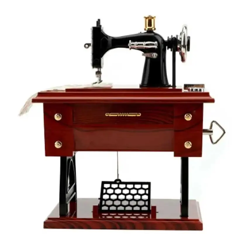 Retro Mini Sewing Music Box Sewing Machine Model Creative Gift Birthday Gift Home Decoration Desktop Decoration