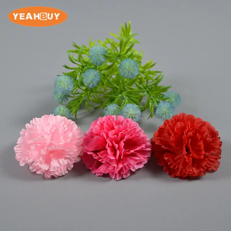 12pcs16color 9cm Artificial Simulation Fake Silk Carnation Flower Heads For Mother's Day DIY Hat Headware Garden Decorative