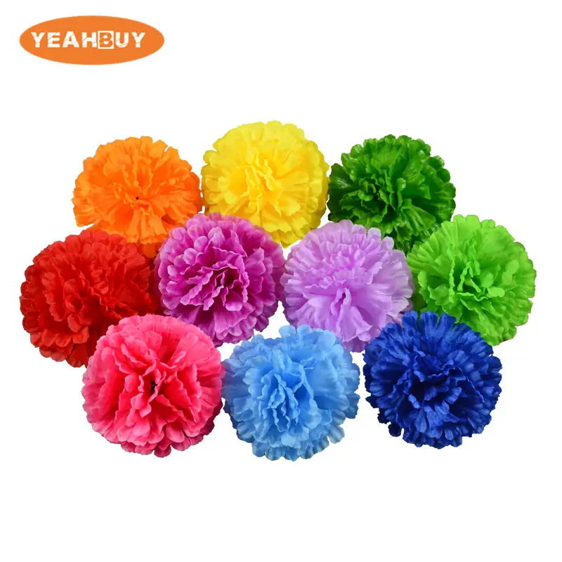 12pcs16color 9cm Artificial Simulation Fake Silk Carnation Flower Heads For Mother's Day DIY Hat Headware Garden Decorative