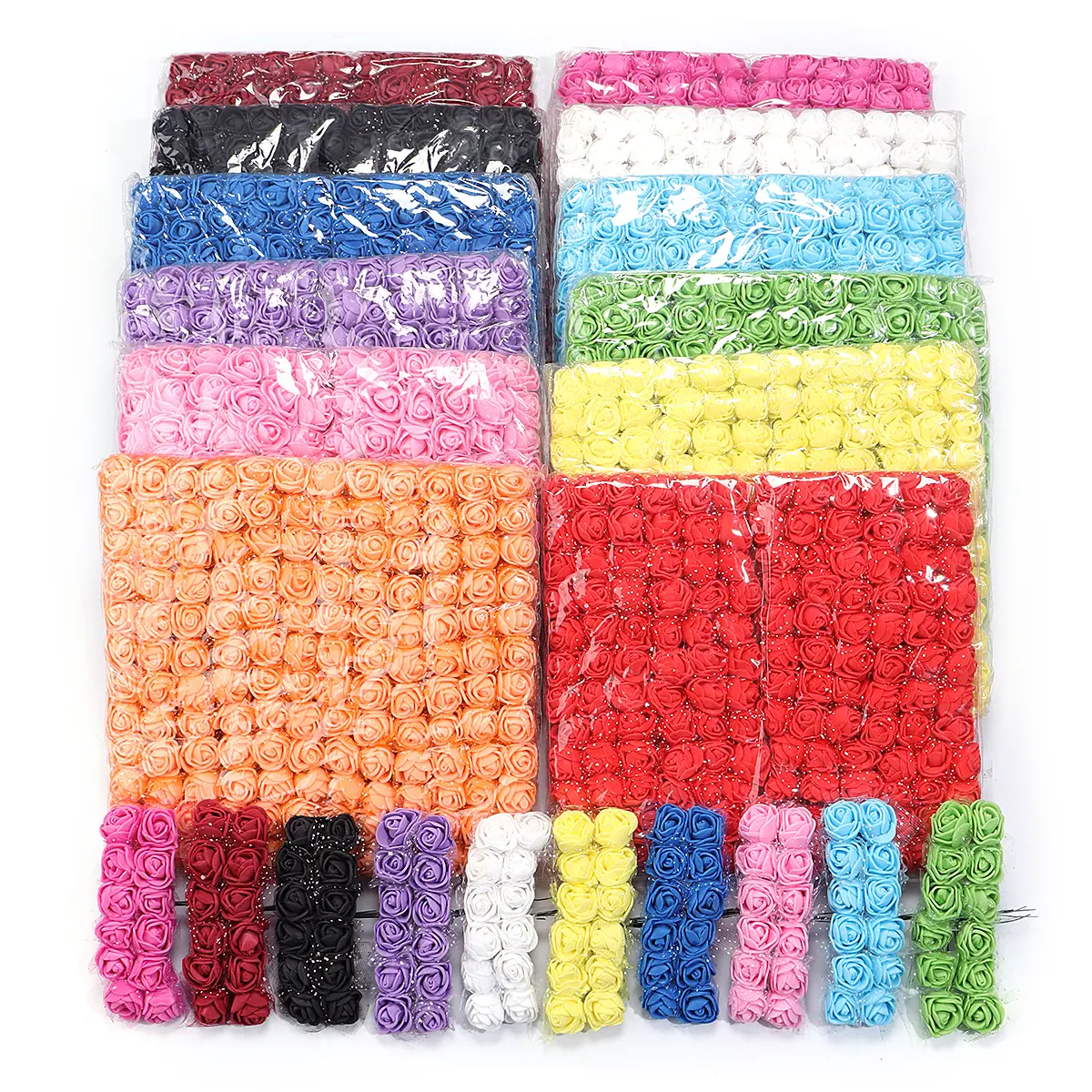 144pcs 1.7cm Mini Lace PE Rose Foam Flower Heads Bouquet for Wedding Home Decoration Scrapbooking DIY Wreath Artificia Flowers ﻿