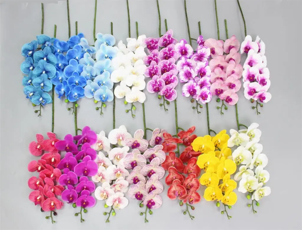 95 cm 9 heads artificial flower real touch latex butterfly orchid decor office home Christmas wedding PU florals artificials pot