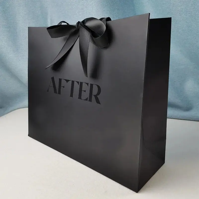 Wholesale 500PCS/Lot Custom High Quality Designer Luxury Tote Paper Bags With UV Logo For Boutique Gift Shopping Packaging