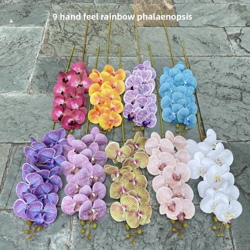 Red High-imitation Phalaenopsis 9-head 3D Feel Phalaenopsis, Pink and White Wedding Hotel Flowers