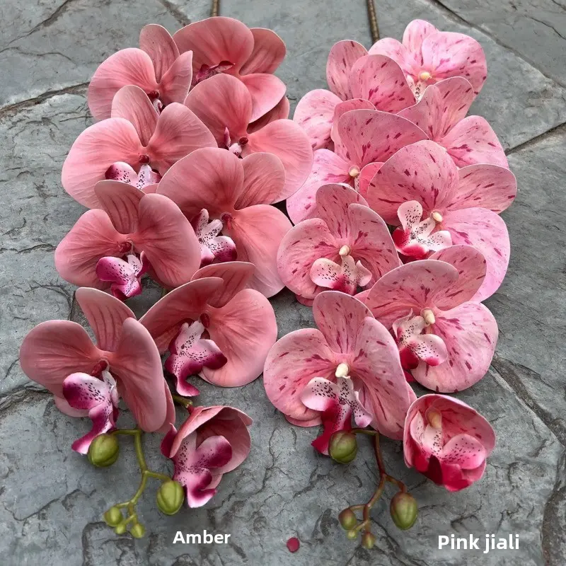 Red High-imitation Phalaenopsis 9-head 3D Feel Phalaenopsis, Pink and White Wedding Hotel Flowers