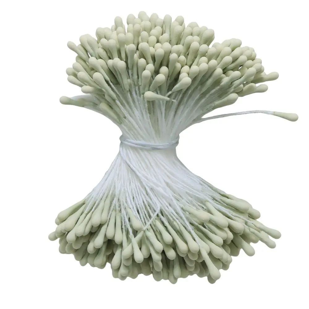 400pcs 2mm Mini Flower Stamen Artificial Pearl Pistil Double Heads Hand-made DIY Floral Craft For Wedding Decoration DIY Needlew