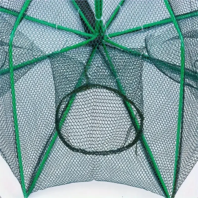 1pc Foldable Hexagon Fishing Trap Net With 6 Holes For Minnow, Crab, Crawdad, Shrimp, Fishing Accessories ﻿