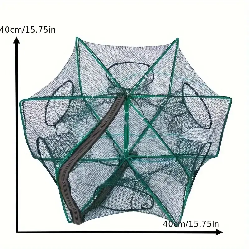 1pc Foldable Hexagon Fishing Trap Net With 6 Holes For Minnow, Crab, Crawdad, Shrimp, Fishing Accessories ﻿