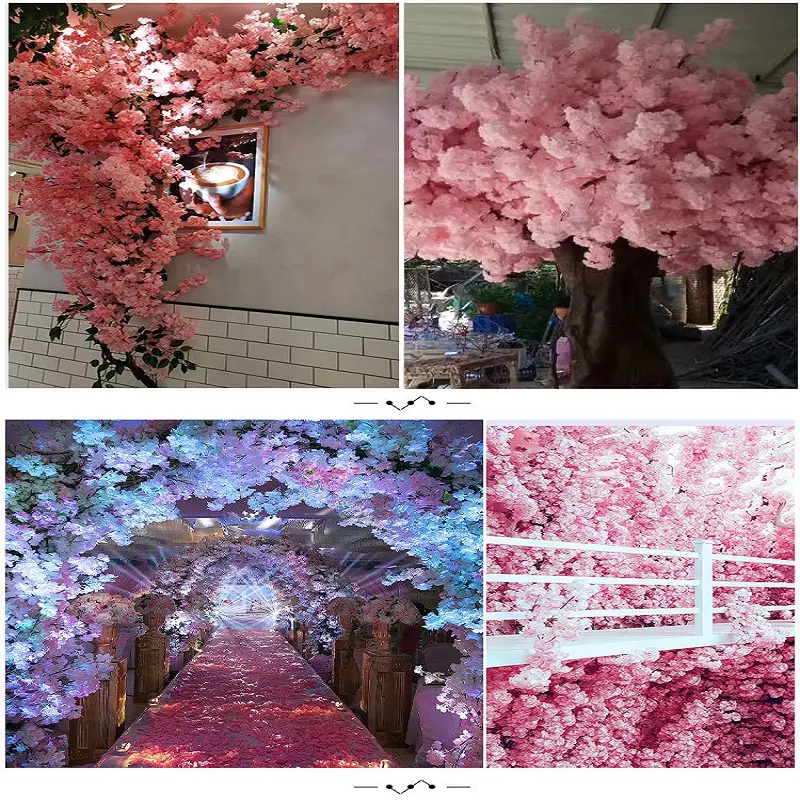 🌟White Branch Artificial Flowers - 140 Heads Cherry Blossoms & Hydrangea for Wedding/Home Decor