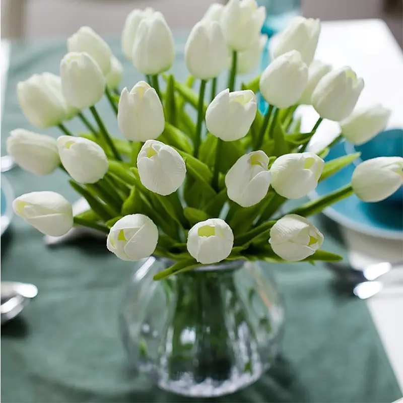 PU Tulip Artificial Flower, Simulation Bouquet, Real Touch, Mini, Christmas, Family, Garden, Wedding Decoration