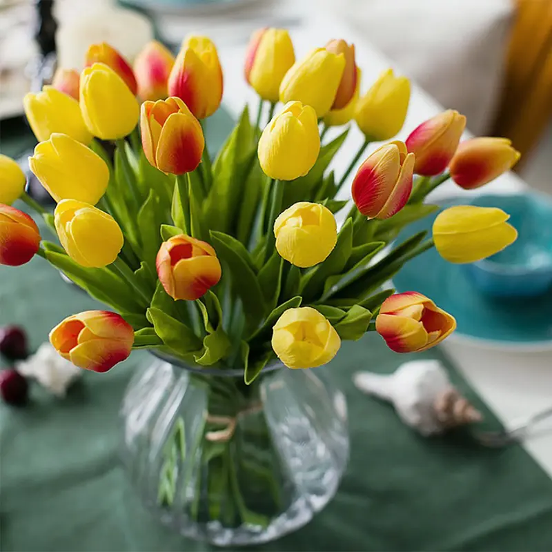 PU Tulip Artificial Flower, Simulation Bouquet, Real Touch, Mini, Christmas, Family, Garden, Wedding Decoration