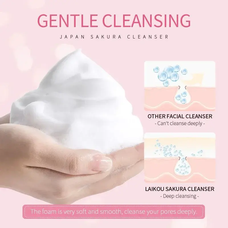 LAIKOU 50g Facial Cleanser Foam Face Wash Remove Blackhead Moisturizing Shrink Pores Deep Cleaning Oil Control Skin Care