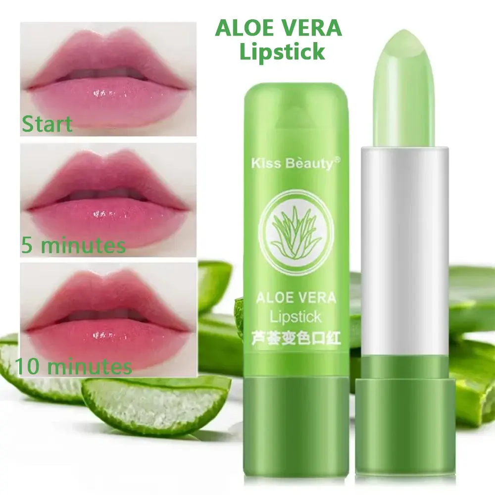 2 PCS Aloe Vera Color-Changing Lip Balm Moisturizing Repairing Waterproof Anti-Dry Temperature-Activated Hydration Lipstick
