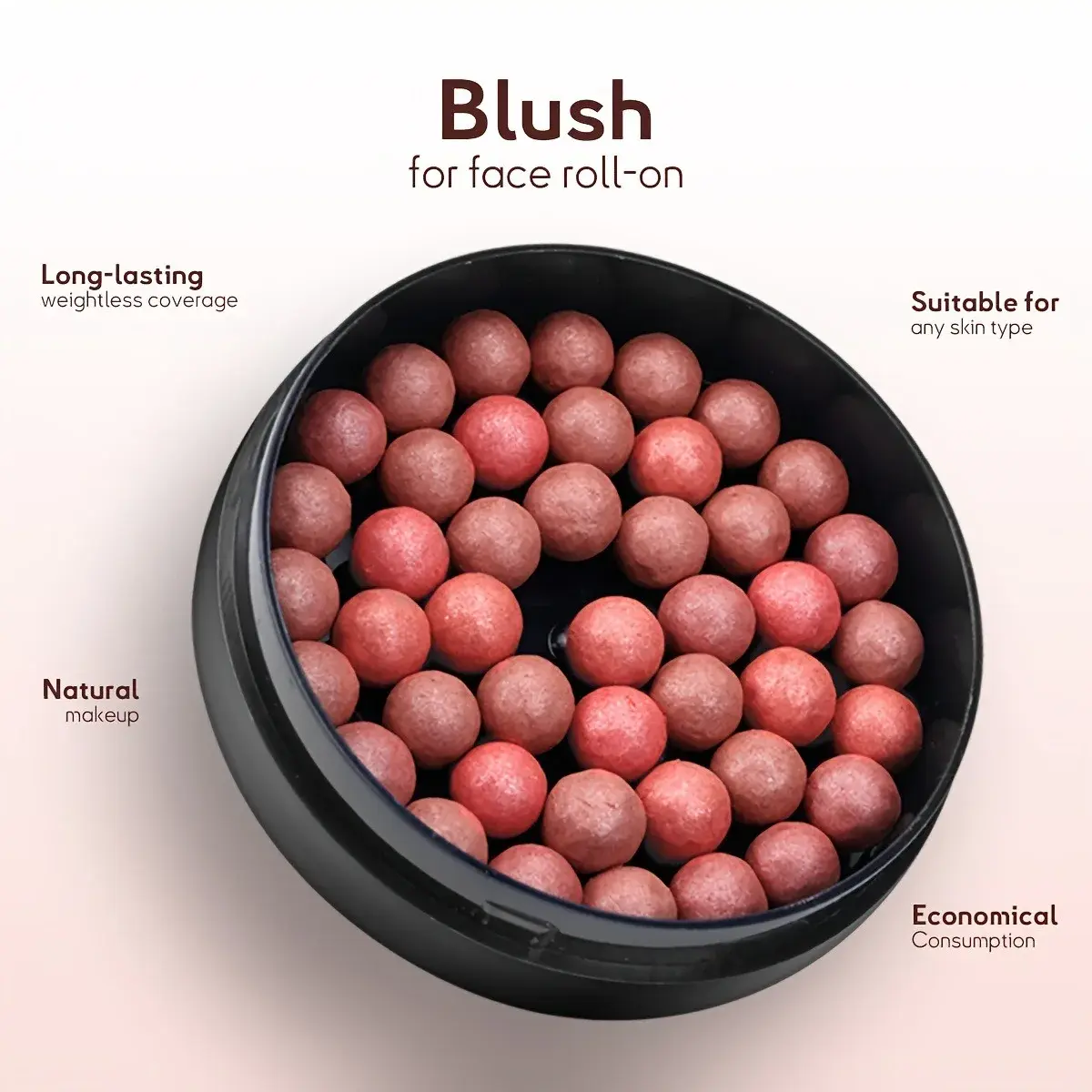 Long Lasting Roll-on Blush Shimmer Matte Finish with Brush 3D Glossy Texture for Daily Makeup Rich in Texture