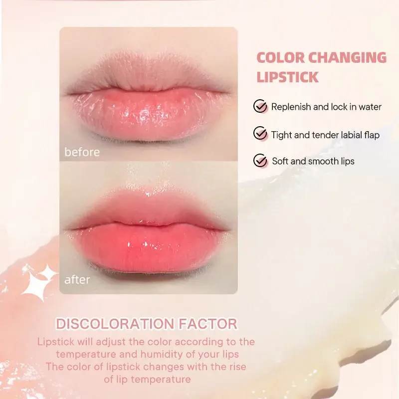 Fruit Color Lip Balm Crystal Temperature Change Lipstick Girl Moisturizing LongLasting Lip Gloss Makeup Lip Care Repair Cosmetic