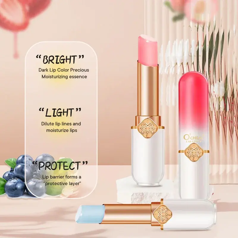 Fruit Color Lip Balm Crystal Temperature Change Lipstick Girl Moisturizing LongLasting Lip Gloss Makeup Lip Care Repair Cosmetic