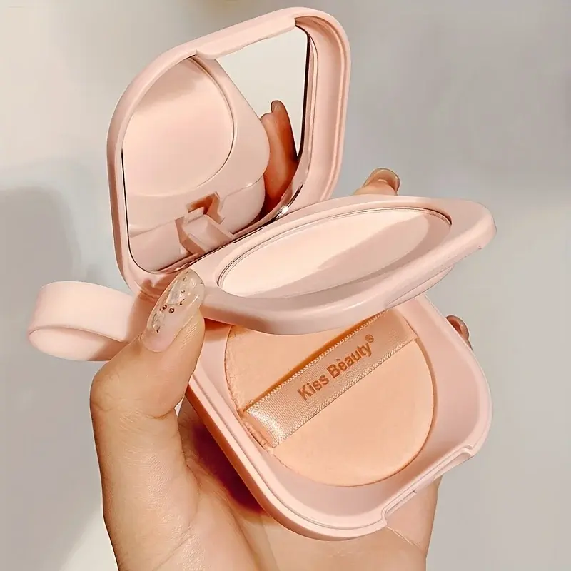 Milk Tea Waterproof Compact Powder - Full Coverage Contour and Concealer, Matte Finish, Double-Layer Portable Setting Powder