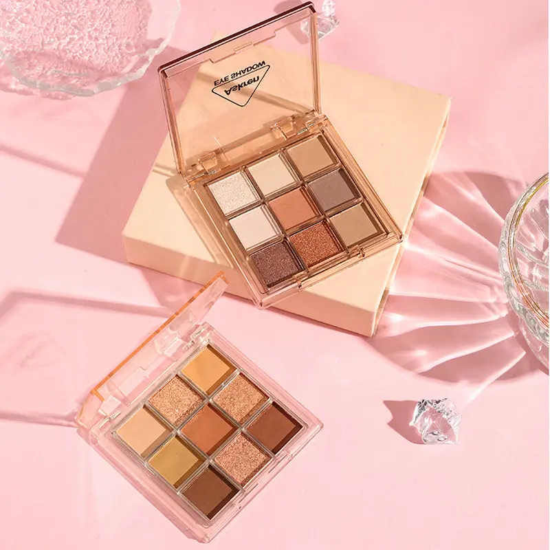 9 Colors Eyeshadow Palette Earth Tones Pearl Matte with Fine Glitter Shimmer - Stage Makeup Cosmetic
