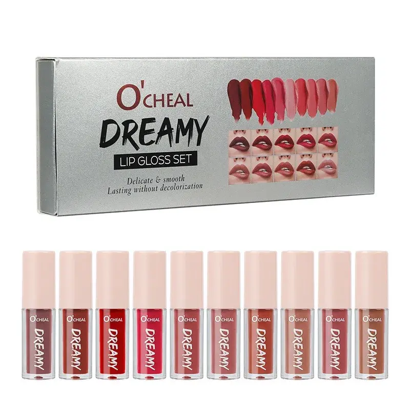 10PCS Moisturizing Lipstick Set Sparkling Shiny Long-Lasting Waterproof Full-Look Lip Gloss for Vibrant Lips