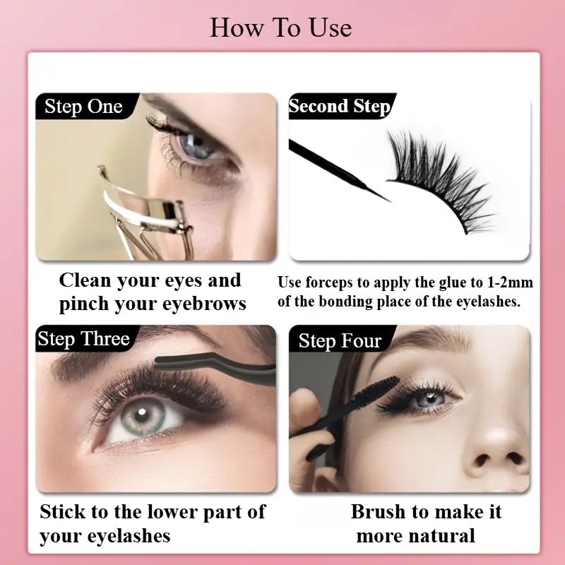 Fox Winged Cat Eye False Eyelashes, 5-Pairs, Black Stem, Dense & Curly, Natural Look, Daily Commute