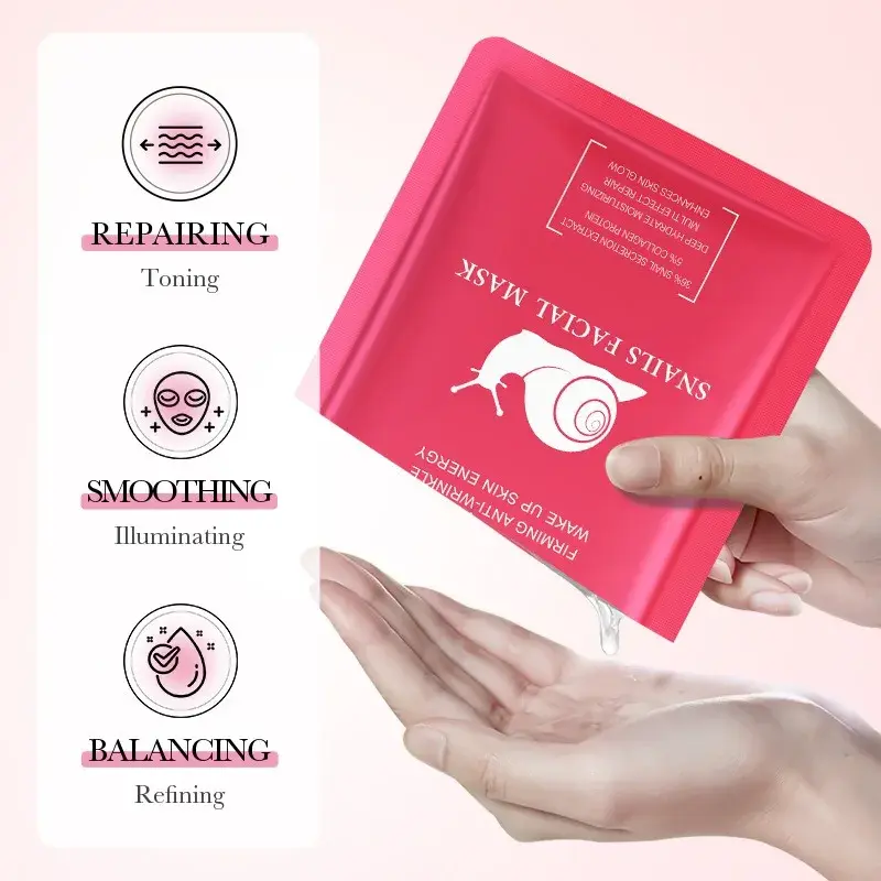 5/10 PCS Korean Snail Mucin Sheet Mask Hydrating Repair Brightening Anti-Aging Wrinkle Moisturizing Gel Face Mask for All Skin