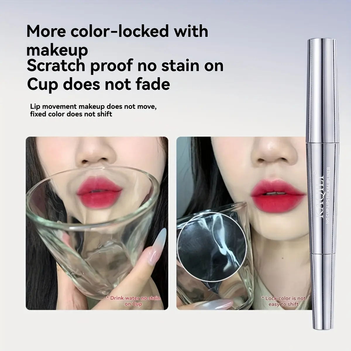 Double-ended Non-Stick Cup Lipstick – Matte Long-Lasting Lip Liner Pencil, Waterproof Slim Tube Lipstick, Smudge-proof