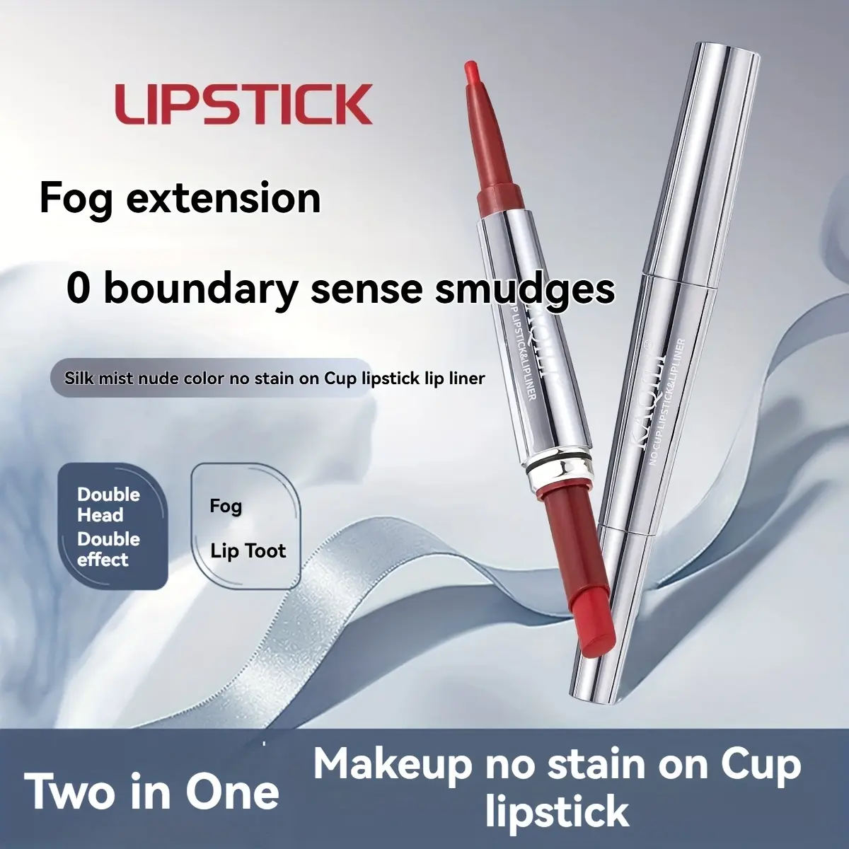 Double-ended Non-Stick Cup Lipstick – Matte Long-Lasting Lip Liner Pencil, Waterproof Slim Tube Lipstick, Smudge-proof