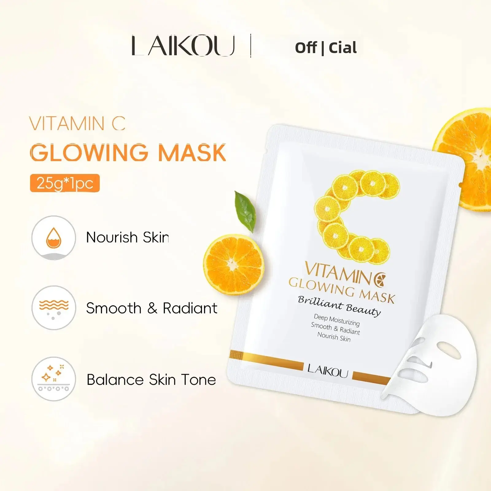 5/6/10 PCS LAlKOU Vitamin C Brightening Glowing Mask Set 6 Pack Skin Care Essentials for Radiant Complexion Beauty Treatments