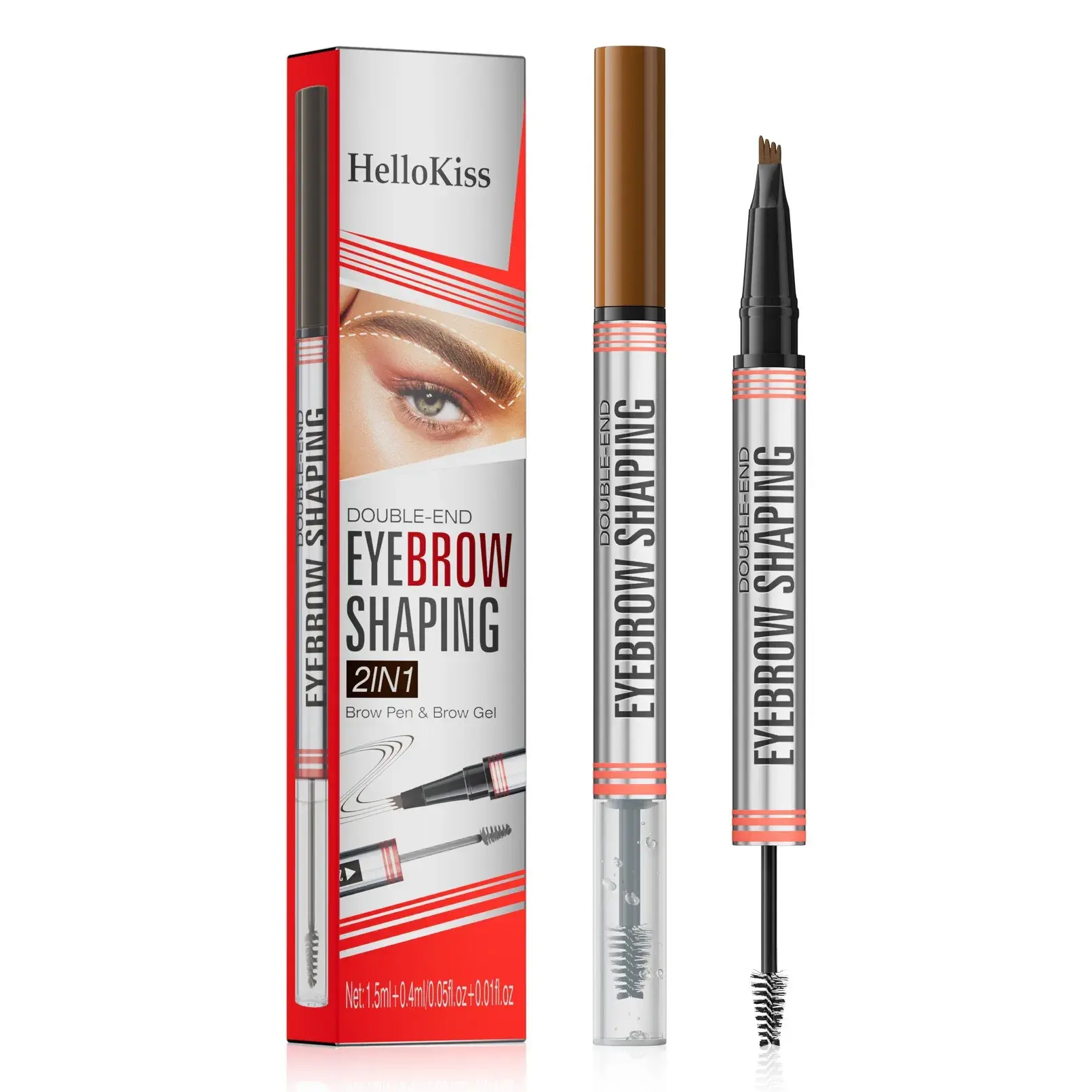 2-in-1 Fork Tip Eyebrow Pencil And 3D Clear Brow Gel Natural Looking Brows Waterproof Sweatproof  Long-lasting Makeup Kit