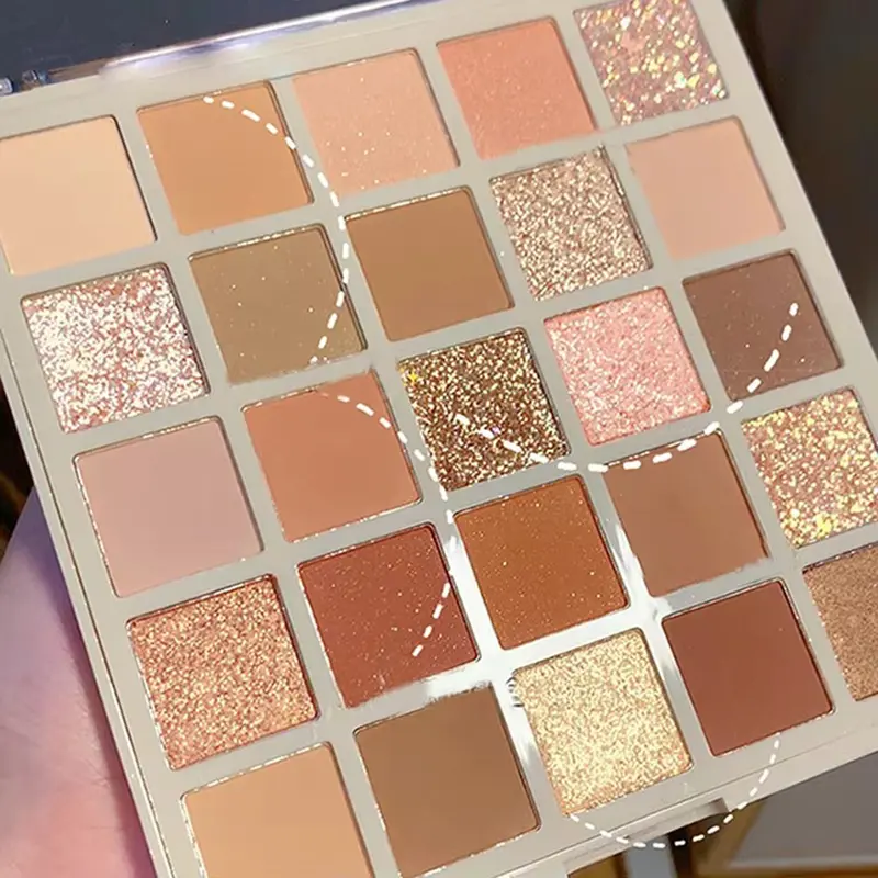 25-Color Macaron Eyeshadow Palette Orange-Brown Tones Shimmery Glitter Matte Pearl Long-Lasting Waterproof  Pure Colors